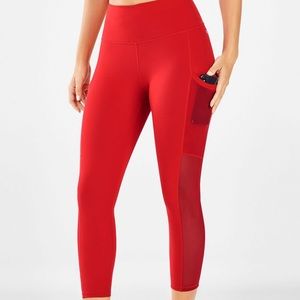 Red Fabletics Capri Leggings